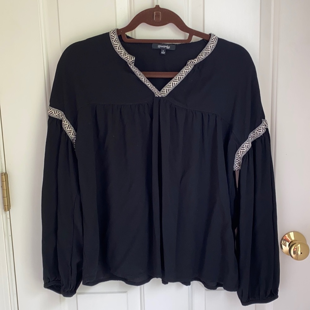 Madewell Black and White Blouse